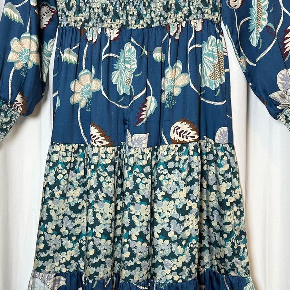 Tuckernuck Libby Floral Maxi Dress Blue Geranium Smocked Small - Picture 10 of 15